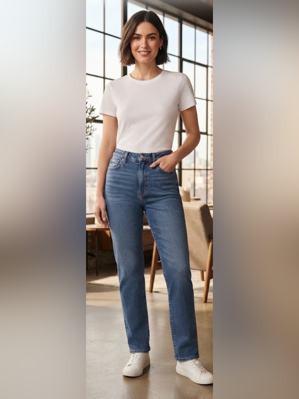 Gloria Vanderbilt High-Rise Straight Leg Jeans in Blue Denim